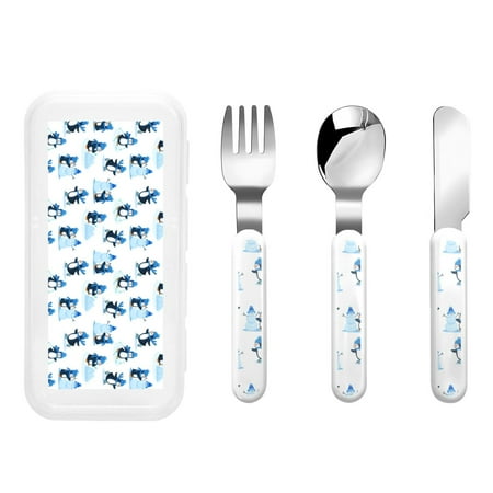 

Rateoe Penguin Winter Fun for Stainless Steel Kids Silverware Set - Child and Toddler Safe Flatware - Children s Knife Fork And Spoon Set