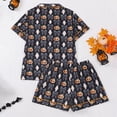 thumbnail image 5 of MEZZALL Women Halloween Pumpkin Print Pajama Set, Soft Breathable Lapel Collar Button‑Down Short Sleeve Tops, Elastic Waist Shorts Loungewear Home Sleepwear Breathable 2 Piece Pjs, 5 of 9