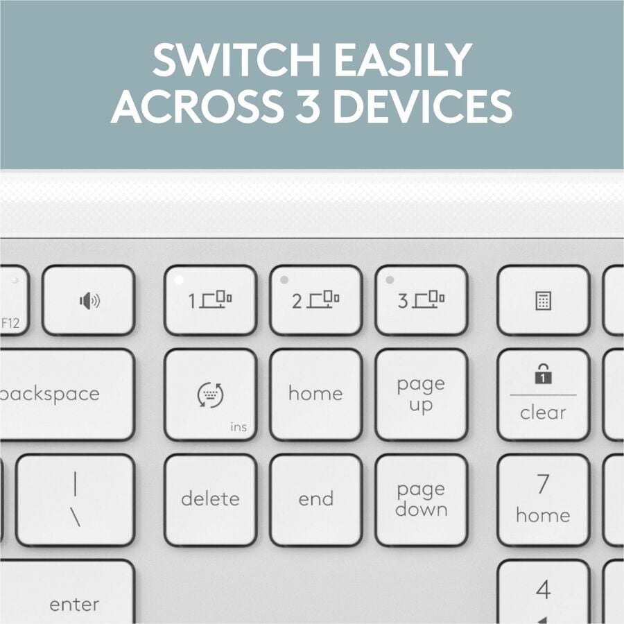 Logitech Signature Slim K950 Wireless Keyboard, Sleek Design, Switch Typing Between Devices, Quiet Typing, Off-white