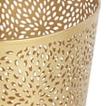 thumbnail image 4 of CosmoLiving by Cosmopolitan - Papelera pequeña de metal con diseño floral tallado con láser, 9 x 9 x 10 pulgadas, color dorado, 4 of 5