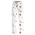 thumbnail image 5 of OIOLOYJM Halloween Wide Pants for Women Cute Ghost Pumpkin Print Sleep Soft Novelty Pajama Bottoms Stretch Yoga Elastic Waist Sweat Pants White M, 5 of 7