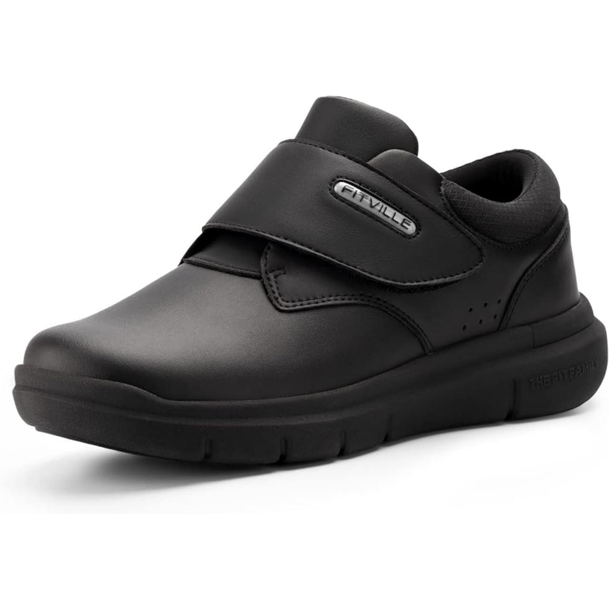FitVille Men's Diabetic Shoes Extra Wide Leather Oxford Shoes for Swollen Foot, Black, 8 x-Wide