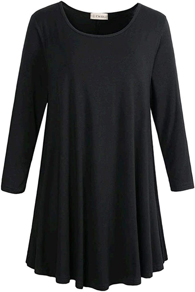 LARACE 3/4 Sleeve Shirts for Women Plus Size Tunic Dressy Top Loose Fit ...