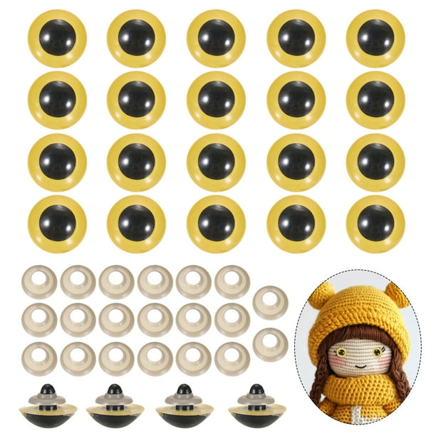 Uxcell Ojos de Seguridad de 24mm, 20Pcs Ojos de Seguridad Realistas para Muñecas de Ganchillo Amarillos