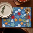thumbnail image 5 of Set of 4 Tropical Ocean Theme Placemats, Heat Resistant and Wrinkle Free Flax Table Mats, Machine Washable with Starfish Coral Seahorse Pattern for Beach Summer Dining Table, 5 of 6
