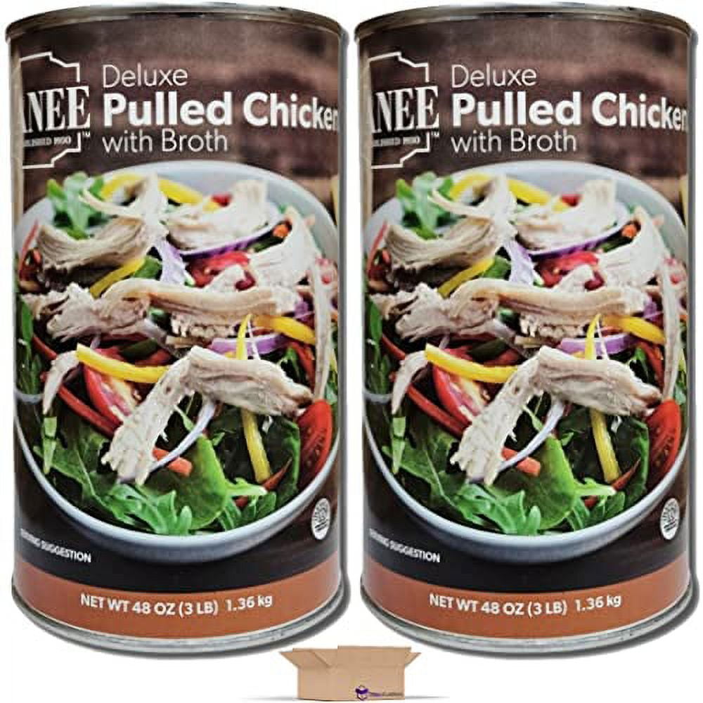 (3 pack) Vanee Vanee Deluxe Pulled Chicken with Broth Value Pack | 48 Ounce Can | Pack of 2