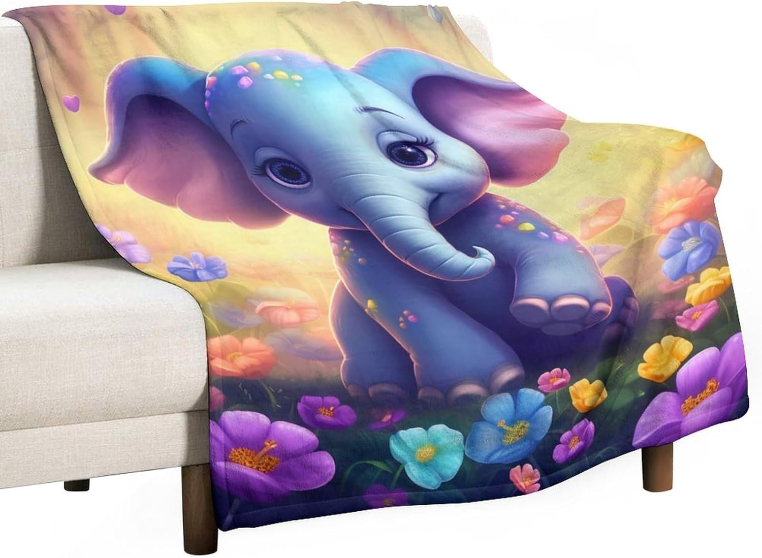 Elephant Blanket Elephant Gifts for Girls Cute Little Elephant Throw Blanket for Kids Adults Soft Warm Cozy Fleece Blanket for Couch Sofa \u200bBed 50"x60"