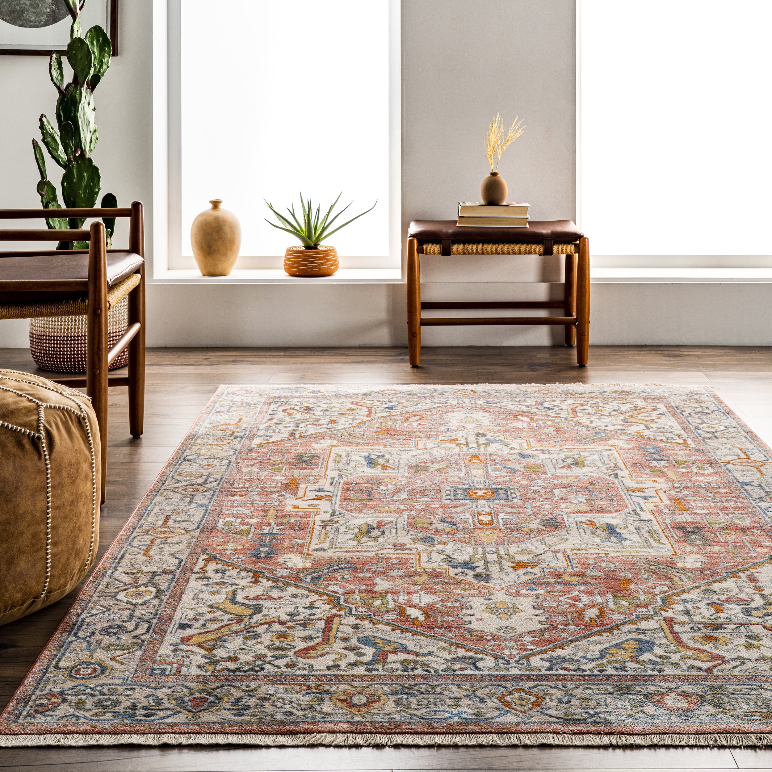 nuLOOM Harriet Vintage Medallion Fringe Runner Rug, 2' 6" x 6', Orange
