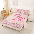 thumbnail image 2 of Feelyou Rainbow Letter S Queen Sheet Sets for Girls, Cartoon Lover Heart Bed Set, Pink, 4 Pieces, 2 of 5