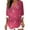 Pink, variant on Womens Plus Size Tops V Neck T-Shirts Blouses Casual Soft Flowy Tunic Long Roll Tab Sleeves With Buttons Black 2XL
