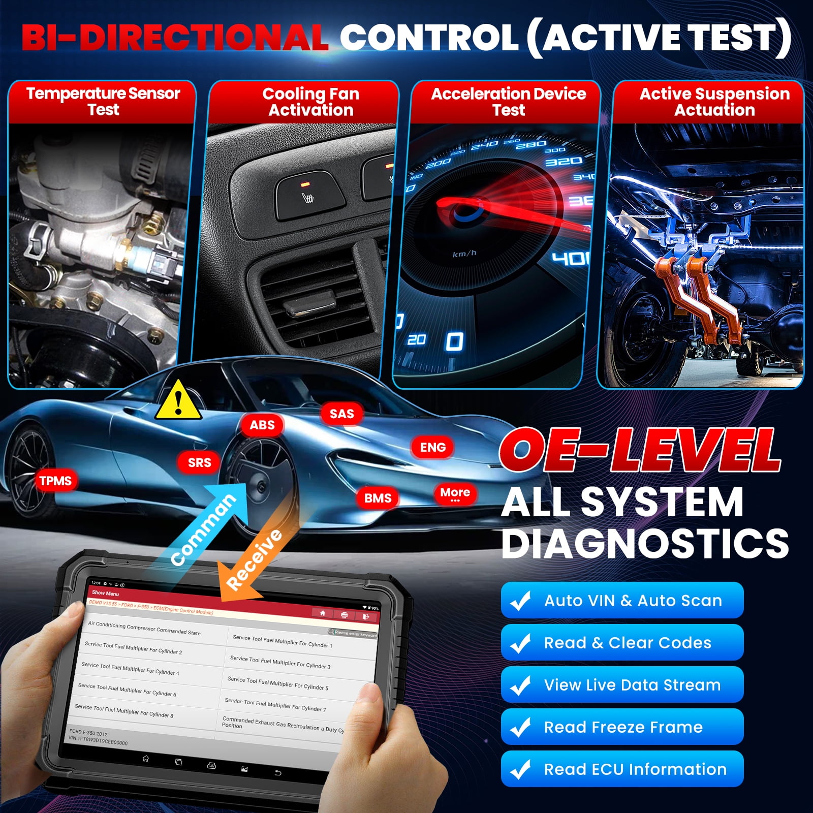 LAUNCH X431 PRO3S+ Elite 2024 All Systems Bidirectional Scan Tool with J2534 CANFD DOIP,OEM Topology Map,HD Trucks Scan,  50+Service,Online Coding Full System Scanner,  FCA SGW