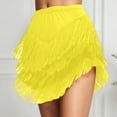 thumbnail image 2 of Mini Skirts for Women Flowy Fringe Asymmetrical Hem Boho Skirt with Tassel Details for Casual and Party Yellow XXXL, 2 of 4