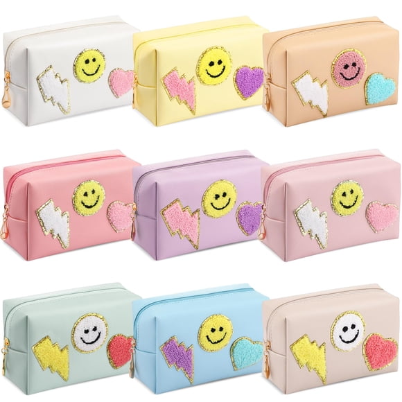 Parche con letras de chenilla Preppy Chunful Preppy para bolsa de maquillaje, 9 unidades