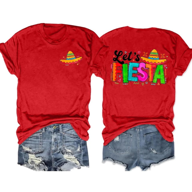JAKANYQ T-Shirts pour Femmes Été Décontracté Imprimé Lettres Col Rond Manches Courtes T-shirt Classique