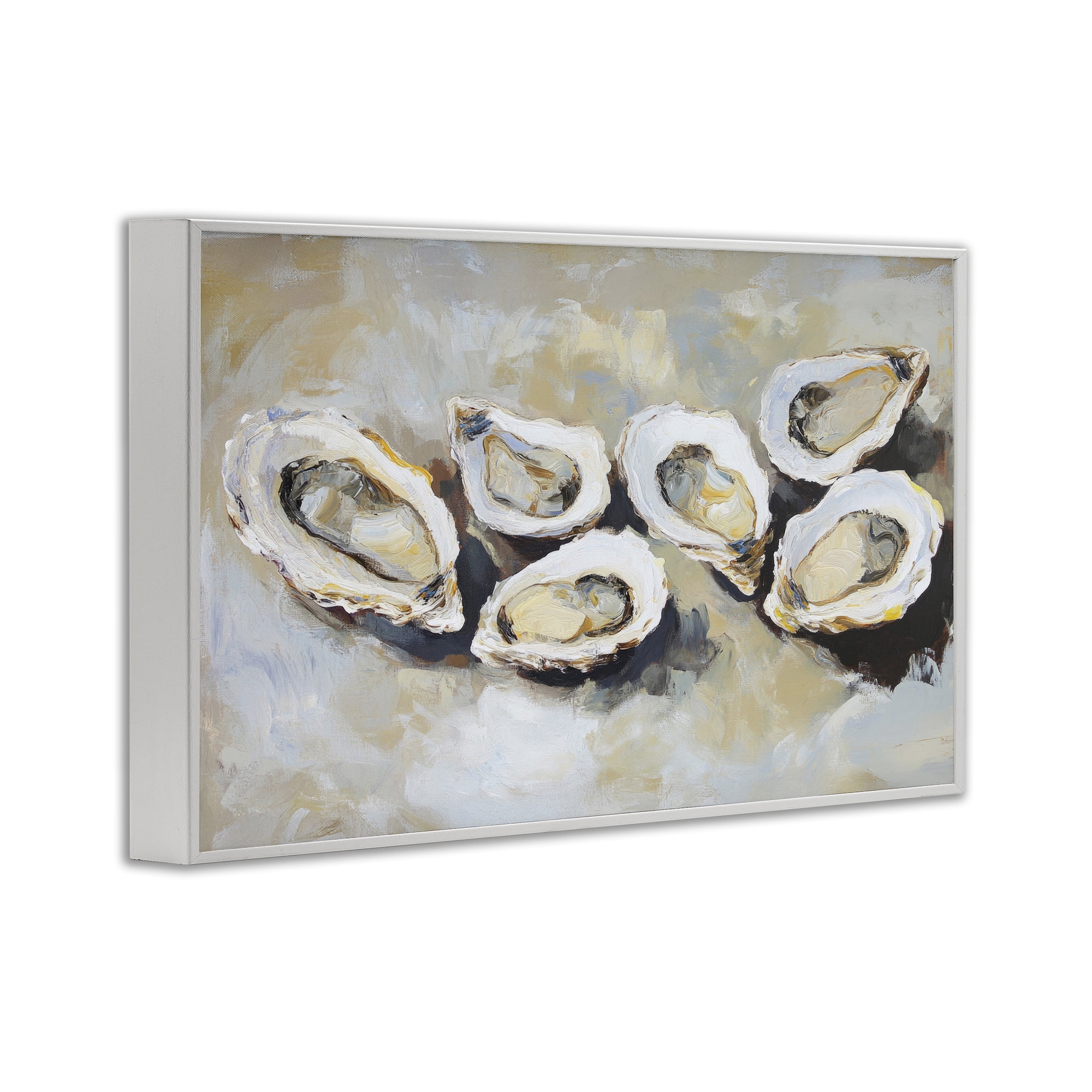Stupell Industries Line of Oysters in Neutrals White Framed Giclee Art, design by Sisi and Seb
