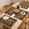 thumbnail image 5 of Please Remove Your Shoes Placemats Set of 6 Farmhouse Brown Wooden Grain Place Mats Indoor Wipeable Table Mats Washable Cloth Dining Table Placemats for Kitchen Holiday Party Home Decor 13x19 Inch, 5 of 9