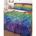 thumbnail image 3 of Quilts Twin-XL Size Bedding Set, Rainbow Patchwork Lightweight Quilted Comforter, Watercolor Colorful Diamond Art Soft Reversible Bedspread Coverlet with Pillow Covers for All Season, 68" x 98", 3 of 7