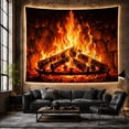 thumbnail image 6 of Roaring Fire in a Dark Textured Fireplace, Cozy Digital Art for Home Owners, Fireside Home Decor, Housewarming Gift, Tapestry Wall Hanging for Living Room and Den, 6 of 7