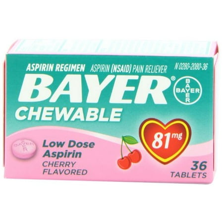Bayer Chewable Cherry Flavored Low Dose Aspirin Pain Reliever, 81 mg
