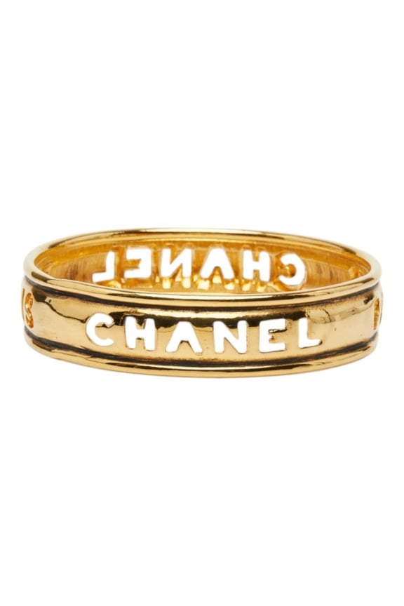 Pre-Owned Chanel Logo Bangle, Gold Plated, Women's CHANEL
