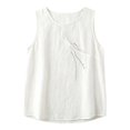 thumbnail image 4 of Unir Women Relaxed Sleeveless Casual Vest, Round Neck Embroidered Lightweight Tank Top, Washed Cotton Feel Summer Layering Blouse, Breathable Loose Fit Solid Color Shirt, Pink White Black Coffee, 4 of 4