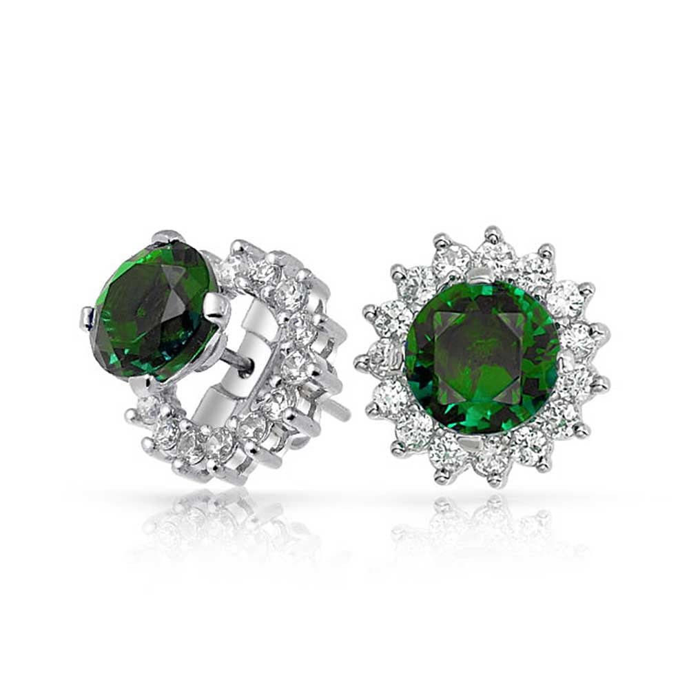 green cubic zirconia simulated emerald cz halo earring green cubic zirconia simulated emerald cz halo earring