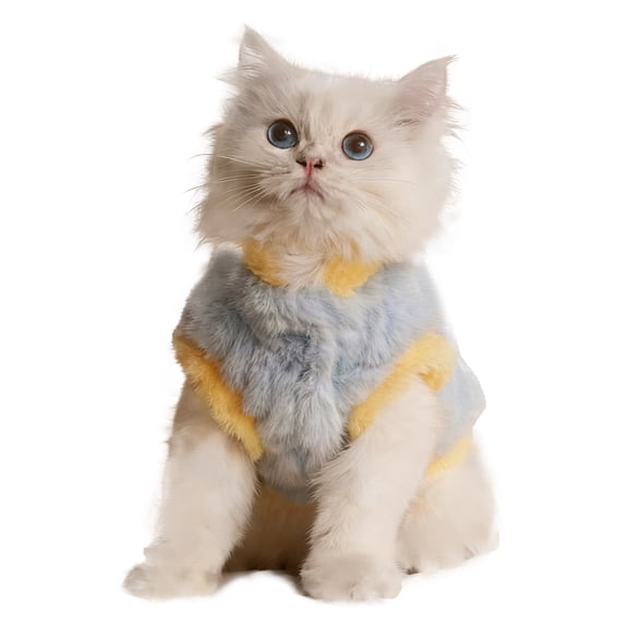 YIFAEUX Cats Fuzzy Vest Winter Warm Outfit Cat Daily Outing Clothes Fluffy Pets Coat Cute Dog Sweater for Girl Boy Kittens Puppies Small Dogs