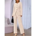 thumbnail image 6 of Women Suits 2 Piece Set Business Casual Dressy Blazer Jacket and Wide Leg Pantsuits Formal Outfits Cream White XXL, 6 of 10