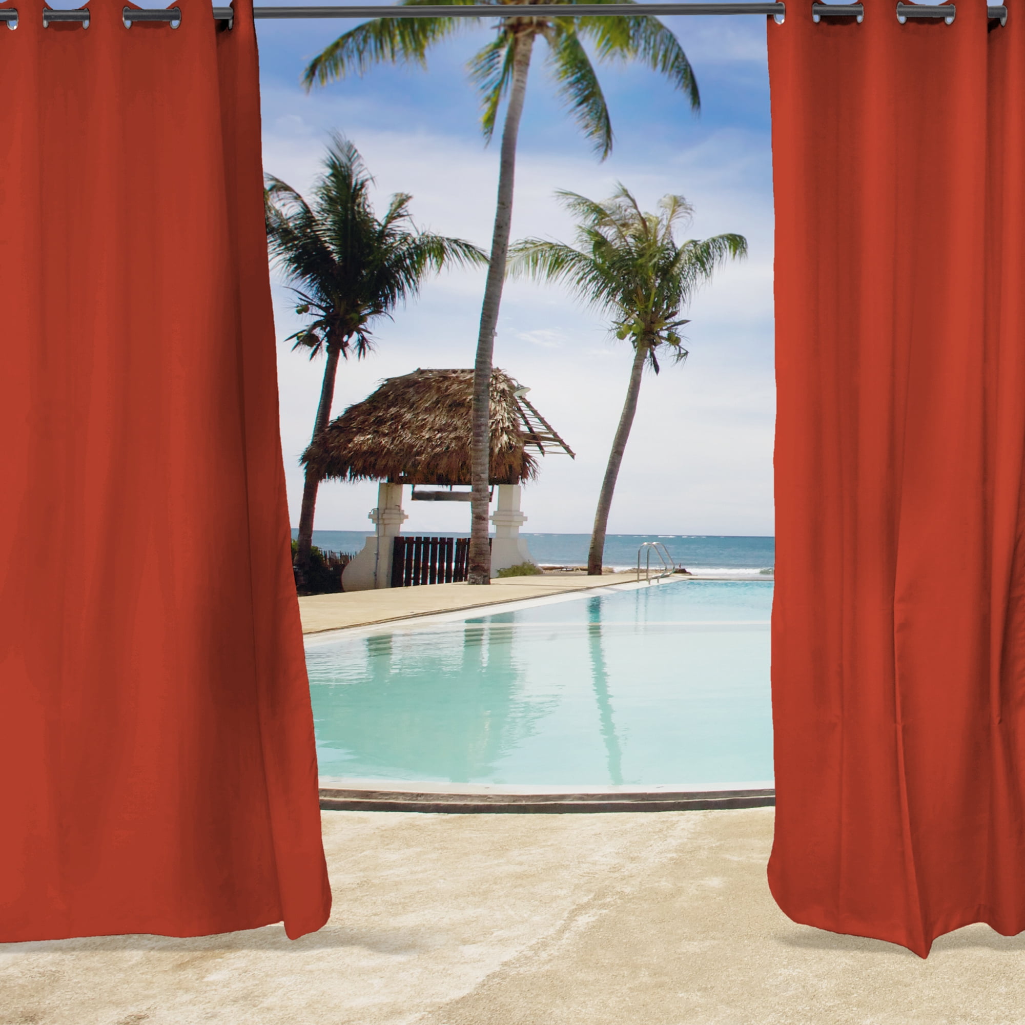 Jordan Manufacturing 54" x 96" Melon Solid Grommet Semi-sheer Outdoor Curtain Panel (2 Pack)