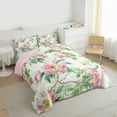 thumbnail image 3 of Manfei Kawaii Flowers Blossom Full Size Comforter Sets,Countryside Floral Bedding Comforter Set,Pink Green Bedding Sets For Girls Teens,Microfiber Bedroom Decor Reversible,3pcs, 3 of 8