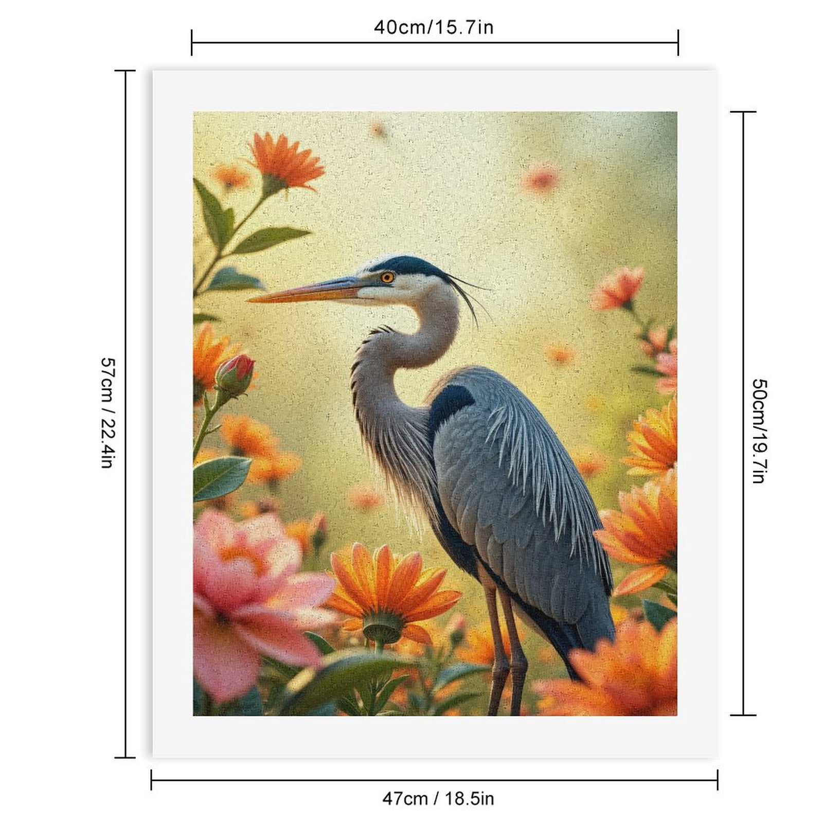Paint By Numbers Kit for Adults Beginner - DIY Blue Heron Among Orange Blossoms Canvas Painting Kits for Adults, Frameless Paint By Number for Adults for Home Wall Decor 16x20 Inch