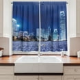thumbnail image 2 of Ambesonne Urban Kitchen Curtains, Hong Kong Skyline Night, 55"x39", Purplegrey Royal Blue, 2 of 3