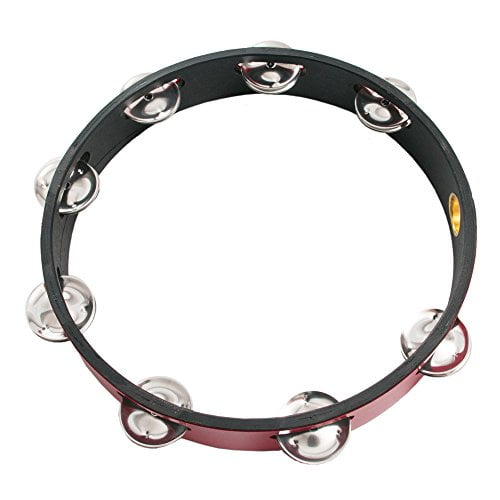 Headless 10 inch Tambourine (Single Jingle; Red; Teen/Adult)
