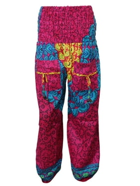 Mogul Yoga Pants Pink Indian Mandala Printed Harem Pants for Women