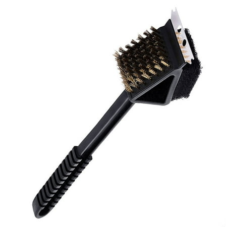 

3-in-1 Stain Steel Artificial Bristle Brush BBQ Grill Steel Edge Clean Cleaner