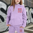 thumbnail image 4 of Gaexia Winter Girls Tracksuit Set Fashion Print Hooded Top and Joggers Cozy Outfit for Cold Weather and School Activities,Purple,10-11 Years, 4 of 4