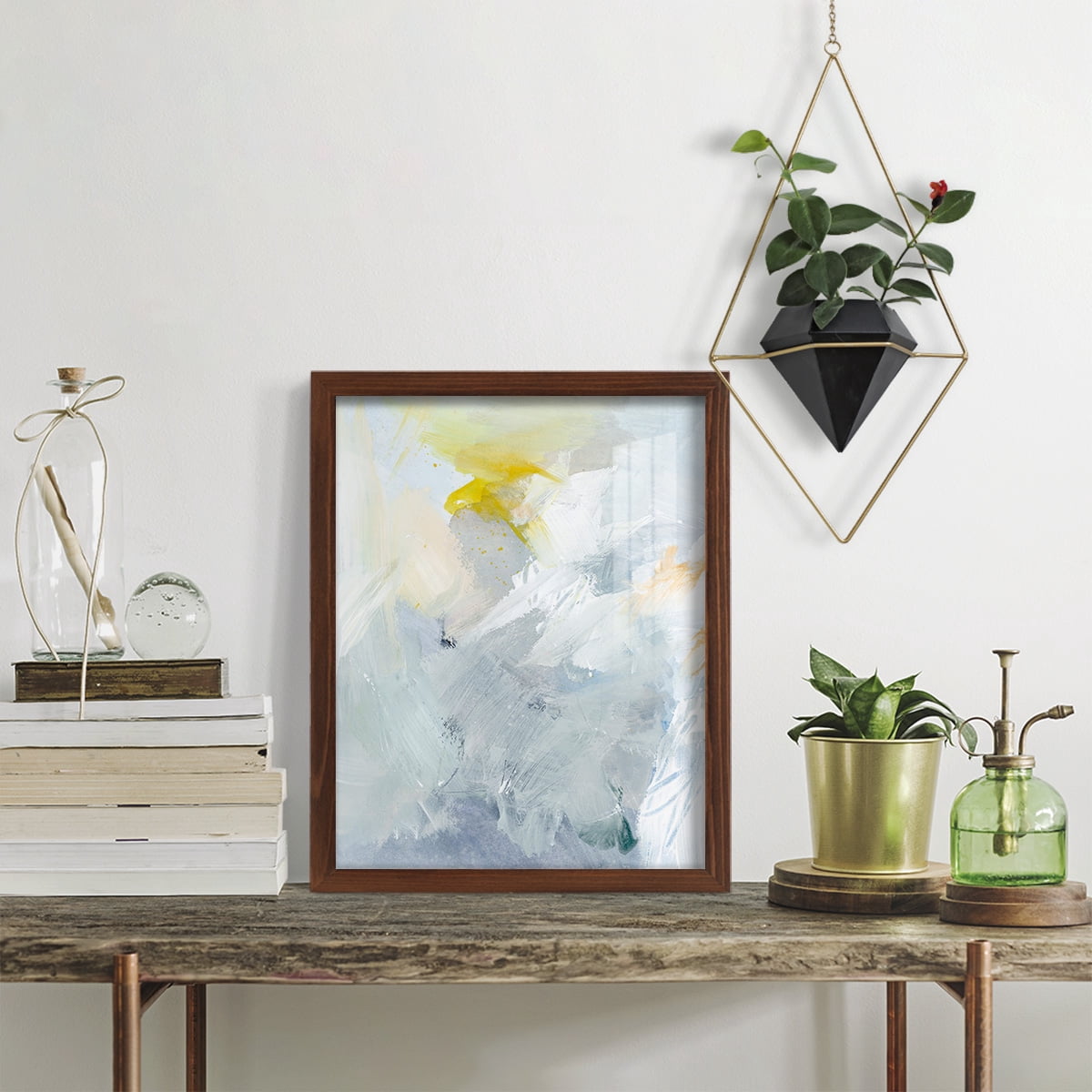 Canary and Sky II - Framed Print w/glass - Chestnut