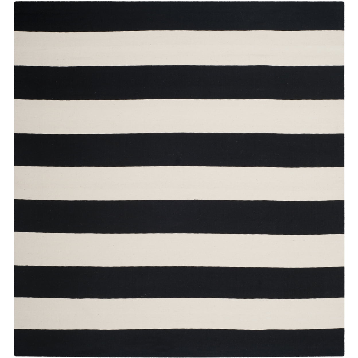 SAFAVIEH Montauk Saranna Geometric Cotton Area Rug, Black/Ivory, 10' x 10' Round