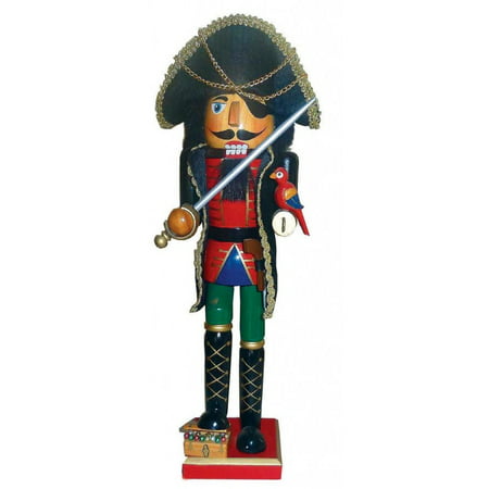 Pirate with Sword and Parrot Wooden Christmas Nutcracker 15 Inch Decoration New