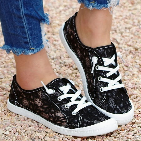 

Binmer Womens Lace Low-Cut Canvas Shoes One-Foot Lazy Version Casual Flat Shoes