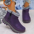 thumbnail image 2 of Womens Boots Thick Heel Round Toe with Side Zipper Women's Trendy Casual Winter Warm Short Boots Solid Color Winter Shoe Purple 7, 2 of 9