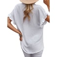 thumbnail image 4 of Nlife Women Lapel Collar Single-Breasted Ruffle Short Sleeve Shirt, 4 of 4