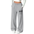 thumbnail image 2 of Cethrio Girls Sweatpants Size 7-8 T, Printed Fleece-lined Open Bottom Elastic Waist Straight-leg Pants Gray, 2 of 6