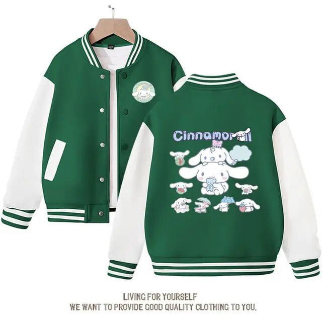 Sanrio Cinnamoroll Jacket Hello Kitty Kuromi Overcoat Woman Jacket Autumn Spring Kids Loose Sports Baseball Uniform Clothes Gift