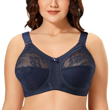Women Minimizer Bra Comfort Wirefree Full Coverage Large Bust Non-Padded 34I