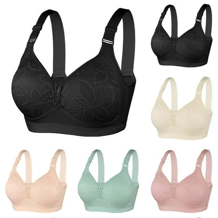 Fesfesfes Bras for Women Wireless Ladies Embroidered Glossy Comfortable Breathable Bra Underwear Bras Yoga Sports Bras for Women