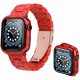 thumbnail image 1 of wonima44 Band with Case Compatible with Apple Watch 44mm 42mm 40mm 38mm, Women Men Fashion Resin Band Strap Compatible with iWatch Series SE/6/5/4,Series 3/2/1(Light Red, 42mm), 1 of 1