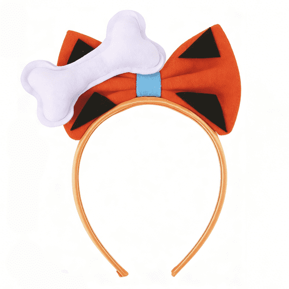 Caveman Bone Bow Headband with Elastic Design, Orange Primitive Cosplay Hair Hoop for Halloween Costume Party Accessory