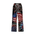 thumbnail image 4 of QATAINLAV Womens 4th of July Capri Pants Independence Day Patriotic Cotton Linen Pants Casual Drawstring Elastic Waisted Capris with Pockets Multicolor XXL Prime Today, 4 of 6
