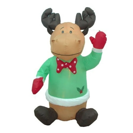 4 Foot Christmas Inflatable Cute Smiling Reindeer Holly Garden